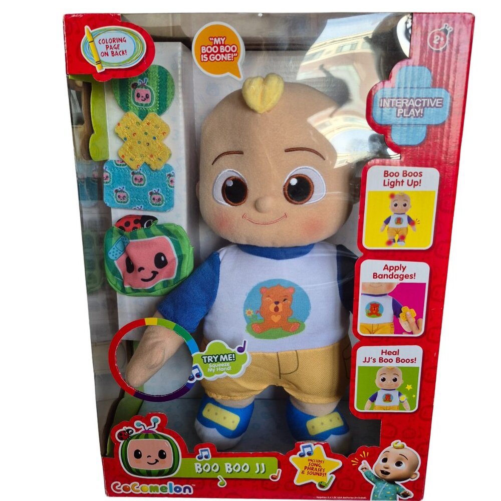 Cocomelon Boo Boo JJ Interactive Plush Doll • Lights Up & Sounds • Bandage Play